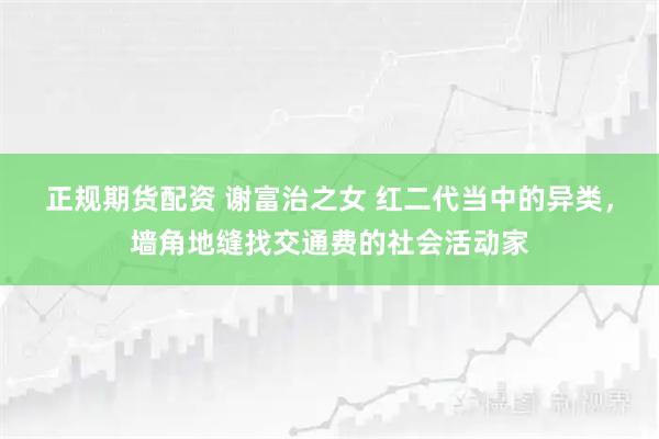 正规期货配资 谢富治之女 红二代当中的异类，墙角地缝找交通费的社会活动家